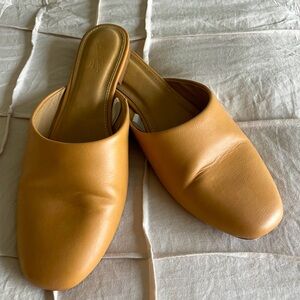Tan flat shoes, slide on mules - women’s size 8.5